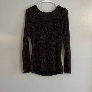 So cute! Black and gold Michael Kors shirt with lower back drop and gold chain.